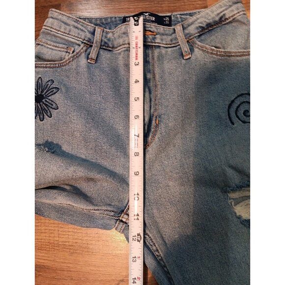 Hollister 90sJeans Womens Distressed Embroided High Rise Dad‎ Jean Stretch Denim - Picture 7 of 12